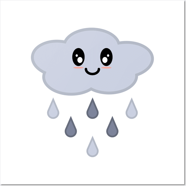 Kawaii Cute Happy Rain Cloud Wall Art by Kelly Gigi